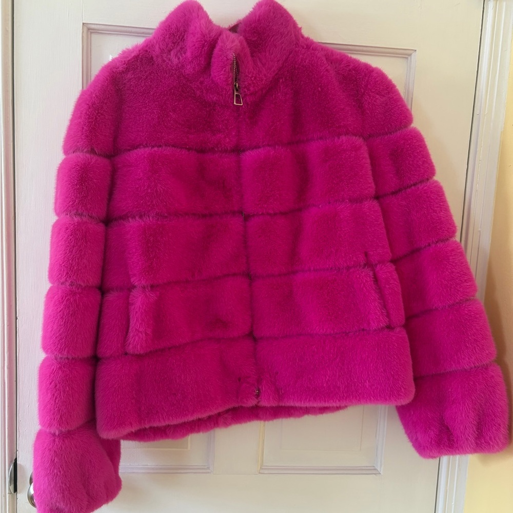 Generation Love Jody Hot Pink Faux Fur Jacket, size medium